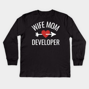 Wife Mom Developer GIft Idea Kids Long Sleeve T-Shirt